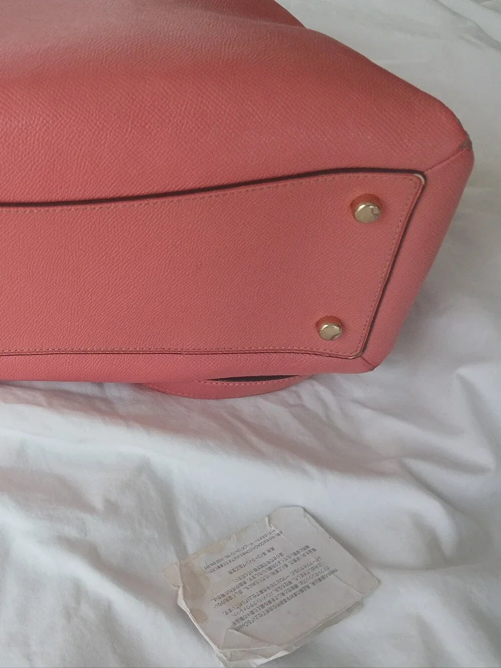Coach Lillie Carryall in Coral Crossgrain Leather. Good Condition.